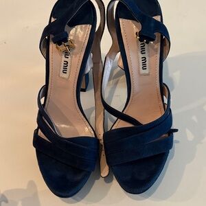 Miu Miu Dark Blue Suede Heels